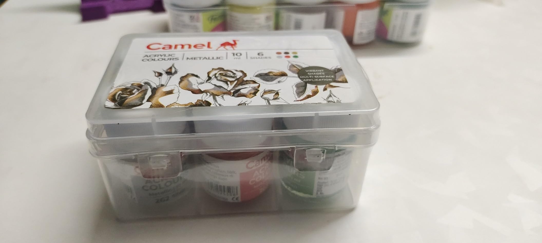 camel fabrica acrylic metallic color 10ml each, 6 shades