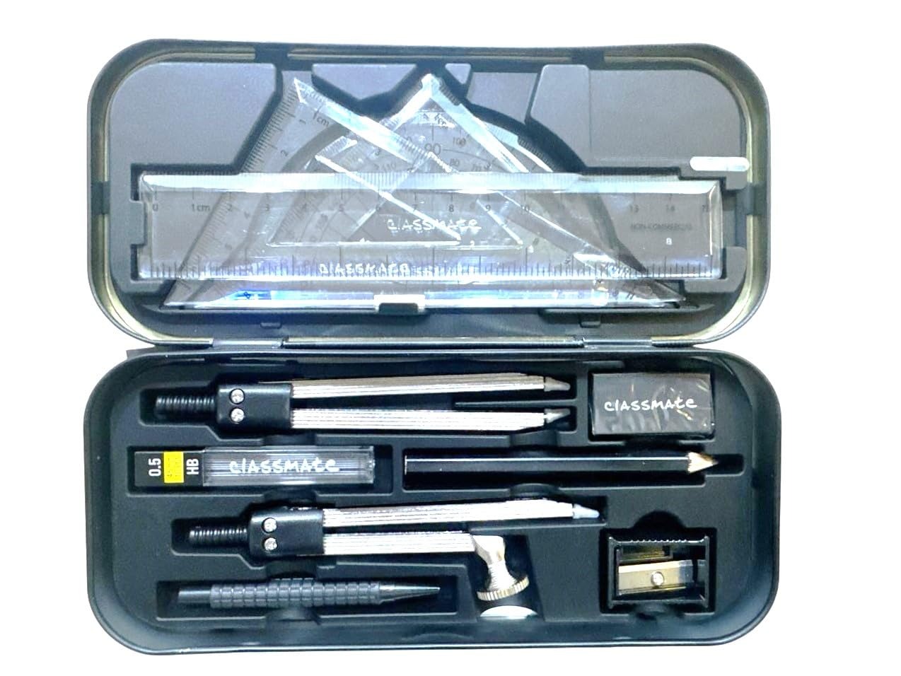 classmate archimedes geometry box | die cast compass | mechanical pencil | double sided tray
