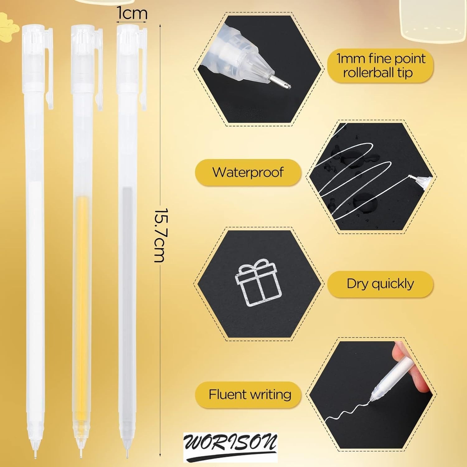 worison 9pc white gold silver fine point highlight gel pen for drawing worison 9pc white gold silver fine point highlight gel pen for drawing