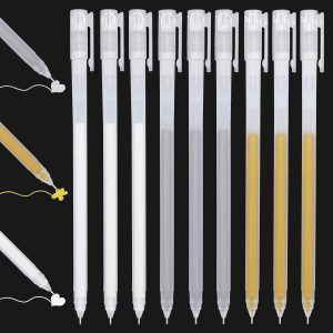 worison 9pc white gold silver fine point highlight gel pen for drawing