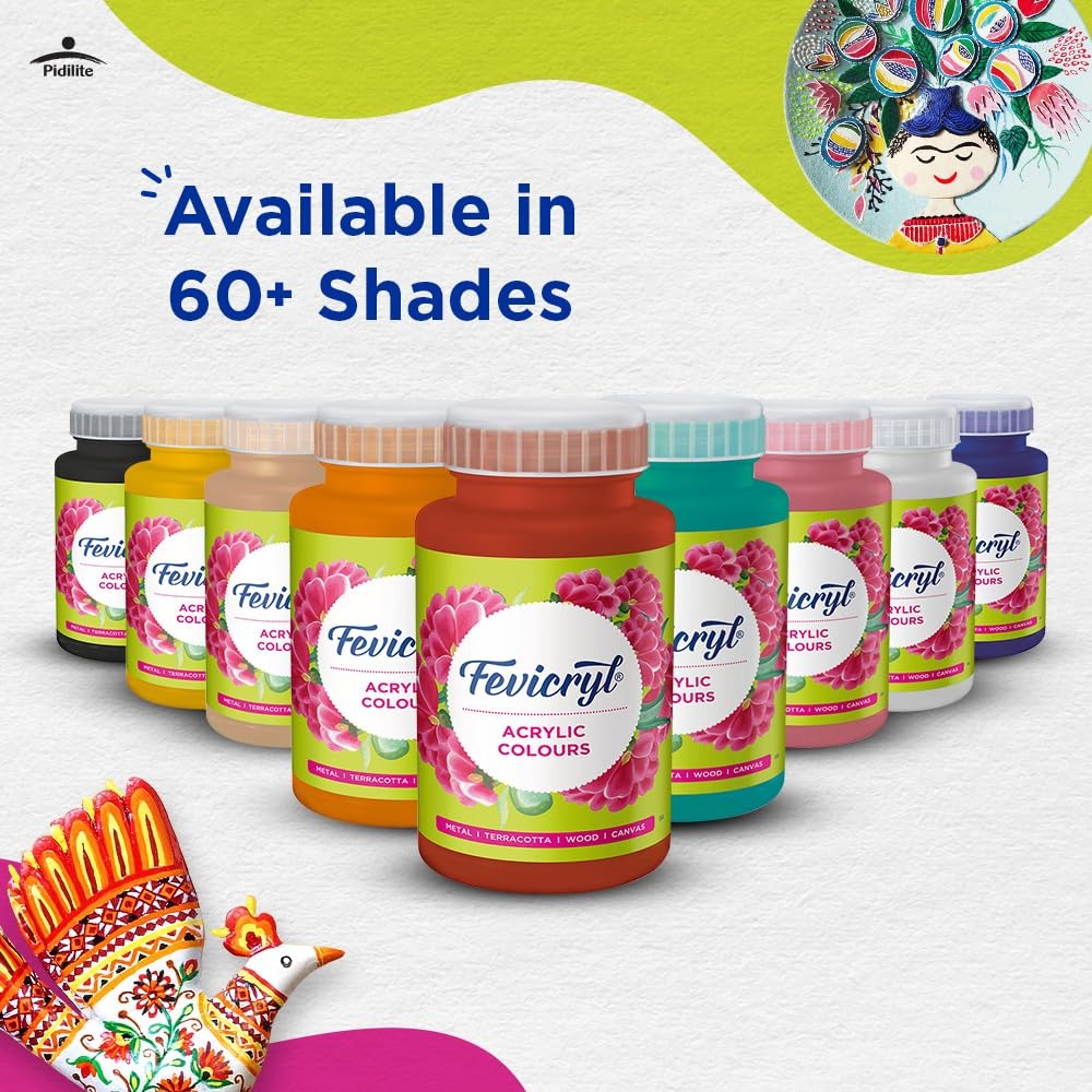 fevicryl acrylic colour white 500ml | art & craft, diy, rich pigment, non craking paint for canvas, wood, leather, earthenware, metal | ideal for school projects, hobbyists, artists fevicryl acrylic colour white 500ml | art & craft, diy, rich pigment, non craking paint for canvas, wood, leather, earthenware, metal | ideal for school projects, hobbyists, artists